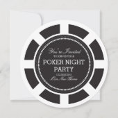 Uitnodiging voor Black Poker Chip Game Night Party (Voorkant)