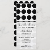 Uitnodiging voor Black Polka Dot Party (Voorkant / Achterkant)