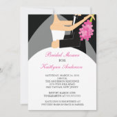 Uitnodiging voor Black & Roze Bridal Shower (Voorkant)