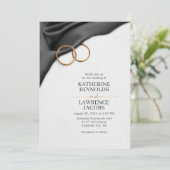 Uitnodiging voor Black Satin Wedding (Staand voorkant)