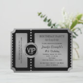 Uitnodiging voor Black Silver Ticket-verjaardag (Staand voorkant)