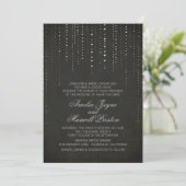 Uitnodiging voor Black & Silver Wedding (Staand voorkant)