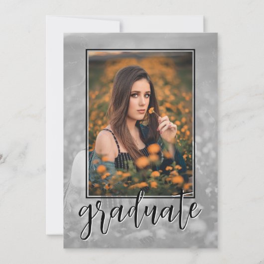 Uitnodiging voor Black Single Photo Script-Afstude (Achterkant)