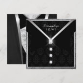 Uitnodiging voor Black Stropdas Diamond (Voorkant / Achterkant)