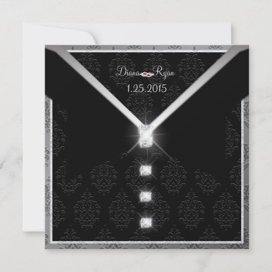 Uitnodiging voor Black Stropdas Diamond (Voorkant)