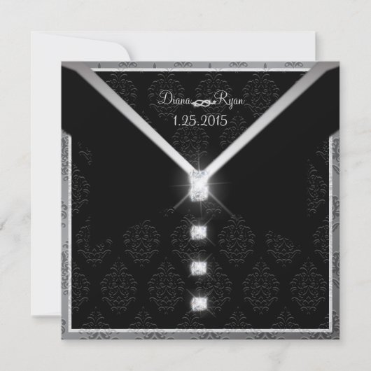 Uitnodiging voor Black Stropdas Diamond (Voorkant)