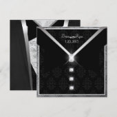 Uitnodiging voor Black Stropdas Diamond (Voorkant / Achterkant)