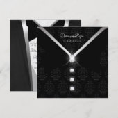 Uitnodiging voor Black Stropdas Diamond (Voorkant / Achterkant)