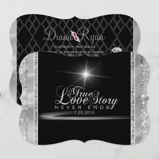 Uitnodiging voor Black Stropdas Diamond (Voorkant / Achterkant)