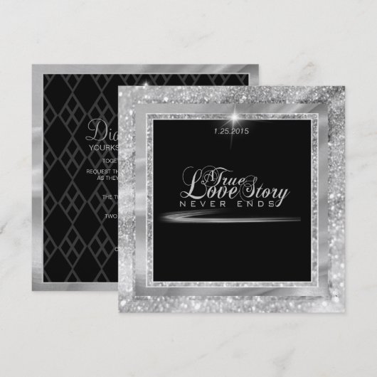 Uitnodiging voor Black Stropdas Diamond (Voorkant / Achterkant)