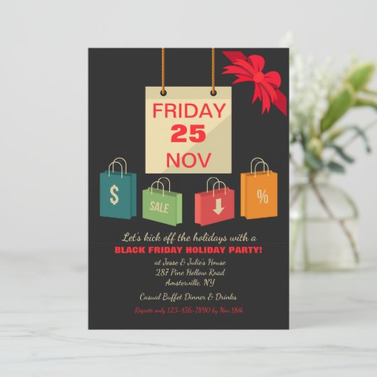 Uitnodiging voor Black Vrijdag (Staand voorkant)