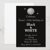 Uitnodiging voor Black & White Birthday Party (Voorkant / Achterkant)