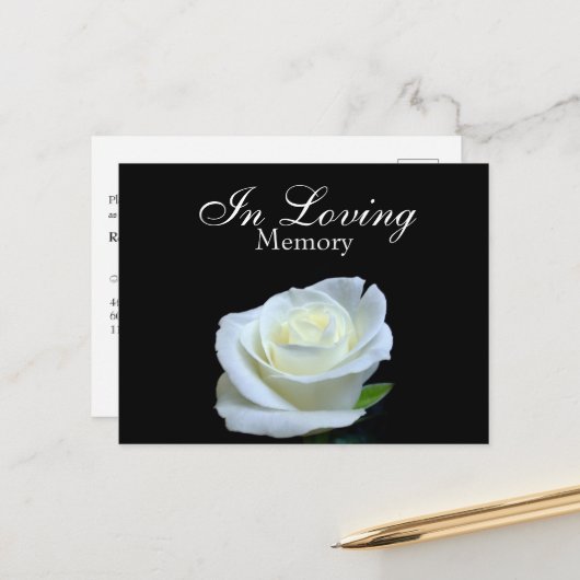 Uitnodiging voor Black & White Funeral Memorial Se (Voorkant / Achterkant in situ)