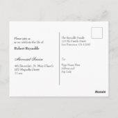 Uitnodiging voor Black & White Funeral Memorial Se (Achterkant)