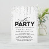 Uitnodiging voor Black & White Glitter Watch Hens  (Staand voorkant)