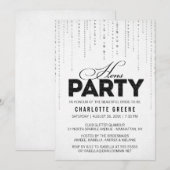 Uitnodiging voor Black & White Glitter Watch Hens  (Voorkant / Achterkant)