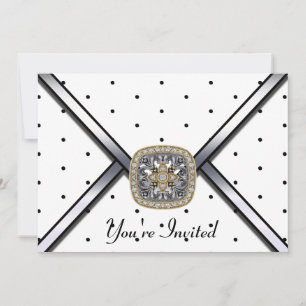 Uitnodiging voor Black White Jeweled Party