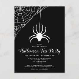 Uitnodiging voor Black White Spider Halloween Tea