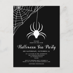 Uitnodiging voor Black White Spider Halloween Tea 