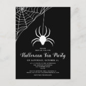 Uitnodiging voor Black White Spider Halloween Tea  (Voorkant)
