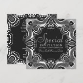 Uitnodiging voor Black White Tribal Goddess Art Pa (Voorkant / Achterkant)