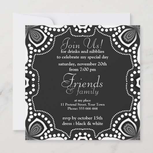 Uitnodiging voor Black White Tribal Goddess Art Pa (Achterkant)