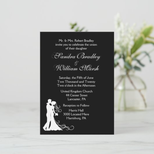 Uitnodiging voor Black White Wedding (Staand voorkant)