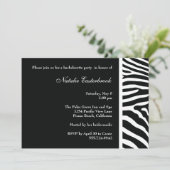 Uitnodiging voor Black Zebra Bachelorette (Staand voorkant)