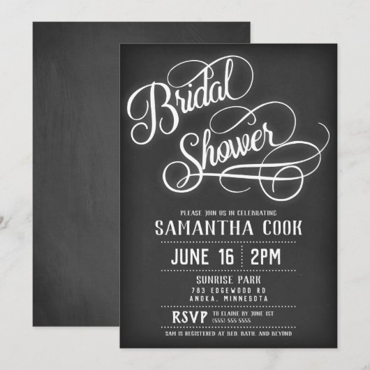 Uitnodiging voor Blackboard Bridal (Voorkant / Achterkant)