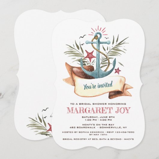 Uitnodiging voor blauw anker (Voorkant / Achterkant)