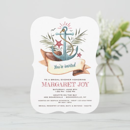 Uitnodiging voor blauw anker (Staand voorkant)