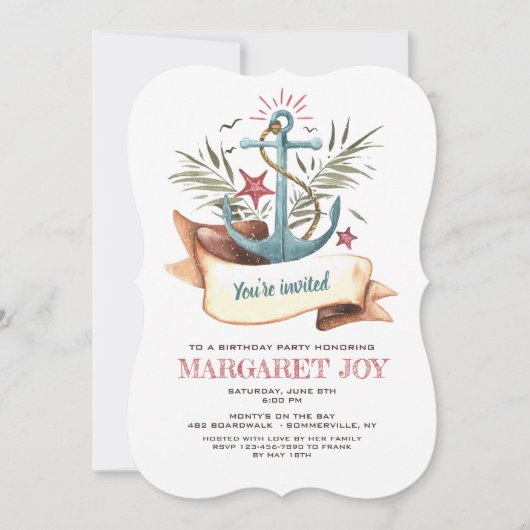 Uitnodiging voor blauw anker (Voorkant)