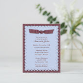 Uitnodiging voor blauw Baby shower (Staand voorkant)