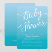 Uitnodiging voor blauw Baby shower | Handgeschreve (Voorkant / Achterkant)
