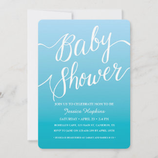 Uitnodiging voor blauw Baby shower | Handgeschreve