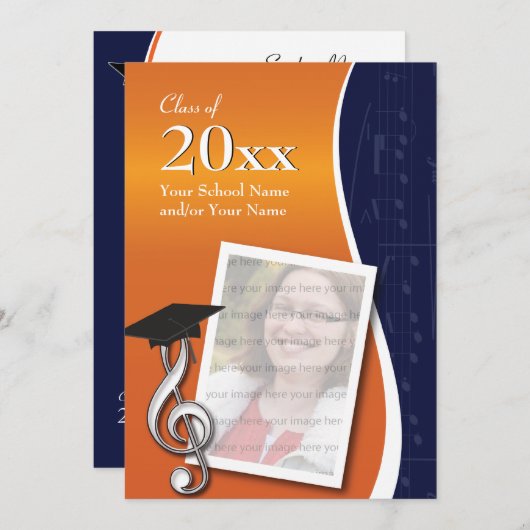 Uitnodiging voor blauw en Oranje Afstuderen (Voorkant / Achterkant)