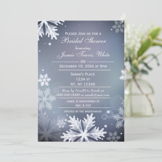 Uitnodiging voor blauw en zilver Vrijgezellenfeest (Staand voorkant)