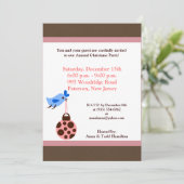 Uitnodiging voor blauw vogel/kerstversiering (Staand voorkant)