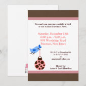 Uitnodiging voor blauw vogel/kerstversiering (Voorkant / Achterkant)