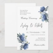 Uitnodiging voor blauwe bruiloft (Voorkant / Achterkant)