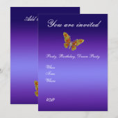 Uitnodiging voor blauwe bruiloft (Voorkant / Achterkant)