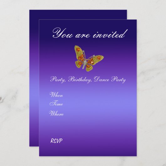 Uitnodiging voor blauwe bruiloft (Voorkant / Achterkant)