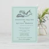 Uitnodiging voor blauwe bruiloft (Staand voorkant)