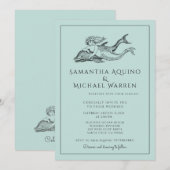 Uitnodiging voor blauwe bruiloft (Voorkant / Achterkant)