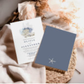 Uitnodiging voor blauwe bruiloft op strand van Sea