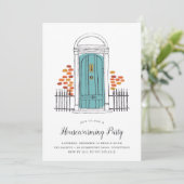 Uitnodiging voor Blauwe Deuren Housewarming Party (Staand voorkant)