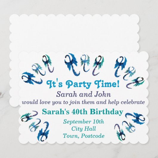 Uitnodiging voor Blauwe Dragons (Voorkant / Achterkant)