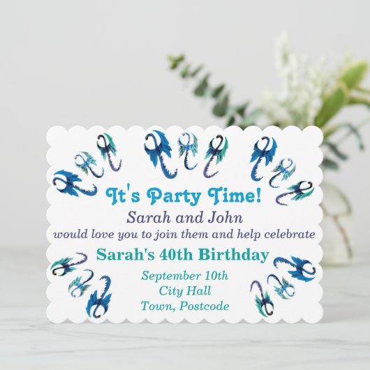 Uitnodiging voor Blauwe Dragons (Staand voorkant)