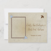 Uitnodiging voor blauwe en bruine bomen om te bind (Achterkant)