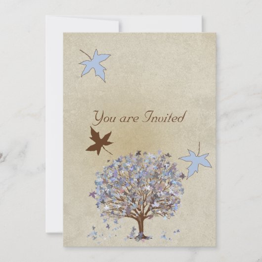 Uitnodiging voor blauwe en bruine bomen om te bind (Voorkant)